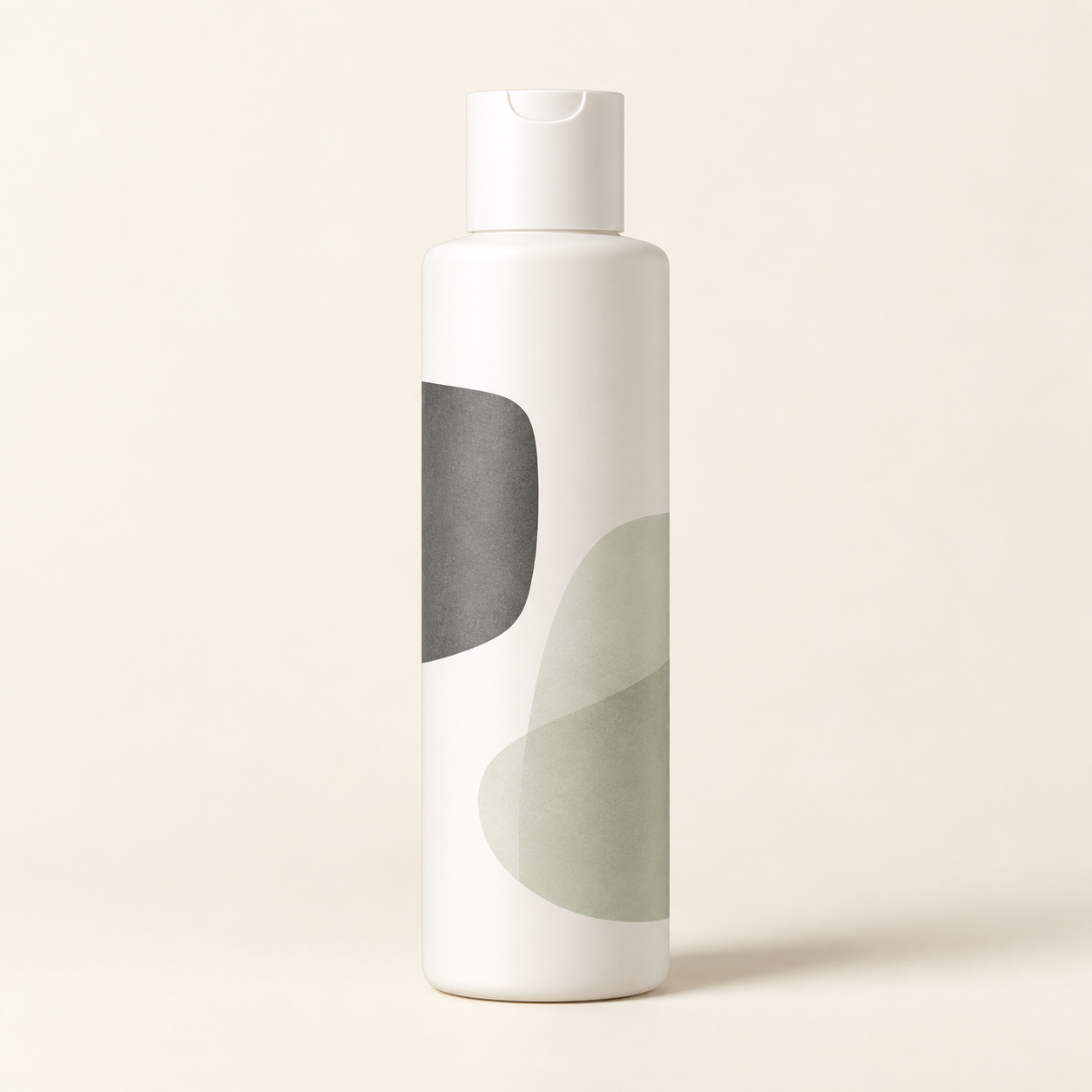 AI-generated illustration for SEEN Body Wash, Fragrance Free: a slim unbranded white bottle with grey and sage accents; not official packaging.