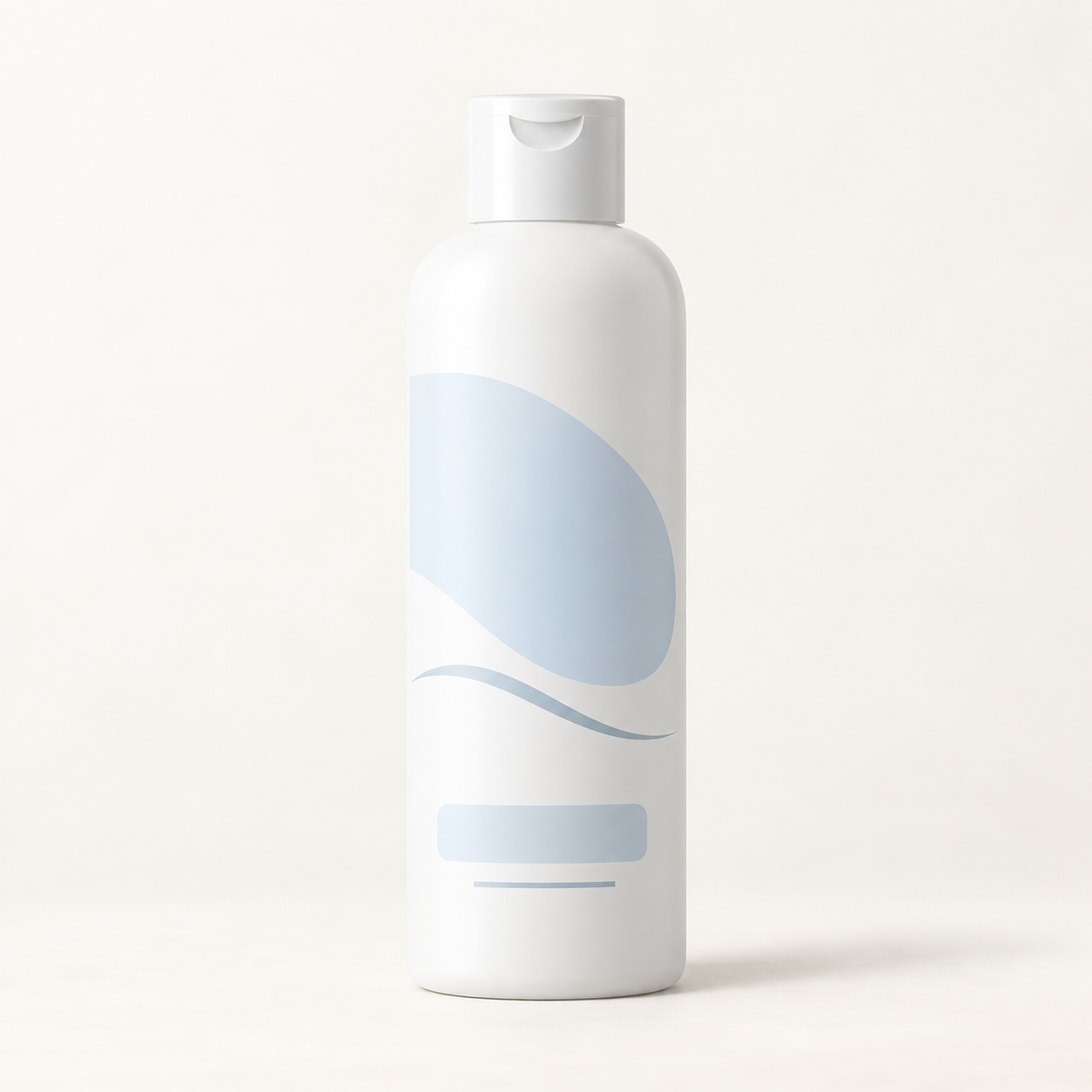 AI-generated illustration for Vanicream Shampoo: an unbranded white bottle with pale-blue accents; not official packaging.
